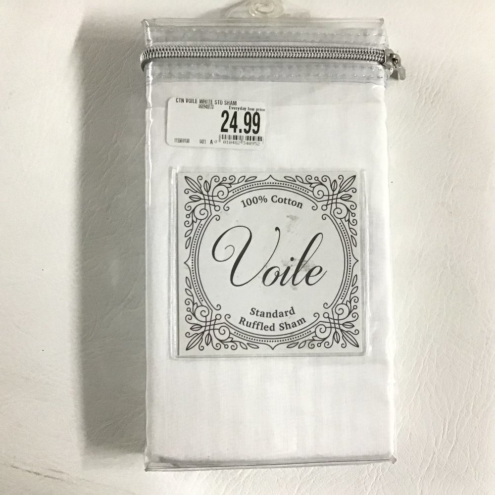 Voile Standard Ruffled Sham, Ivory